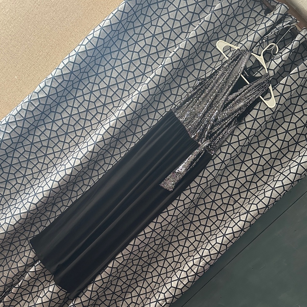 Bebe Black and Silver Sequin pant suit